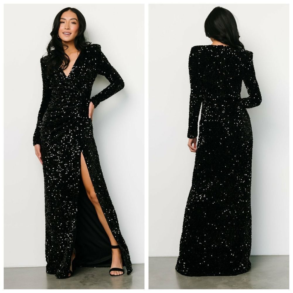 Baltic Born Madonna Black Sequin Maxi Dress